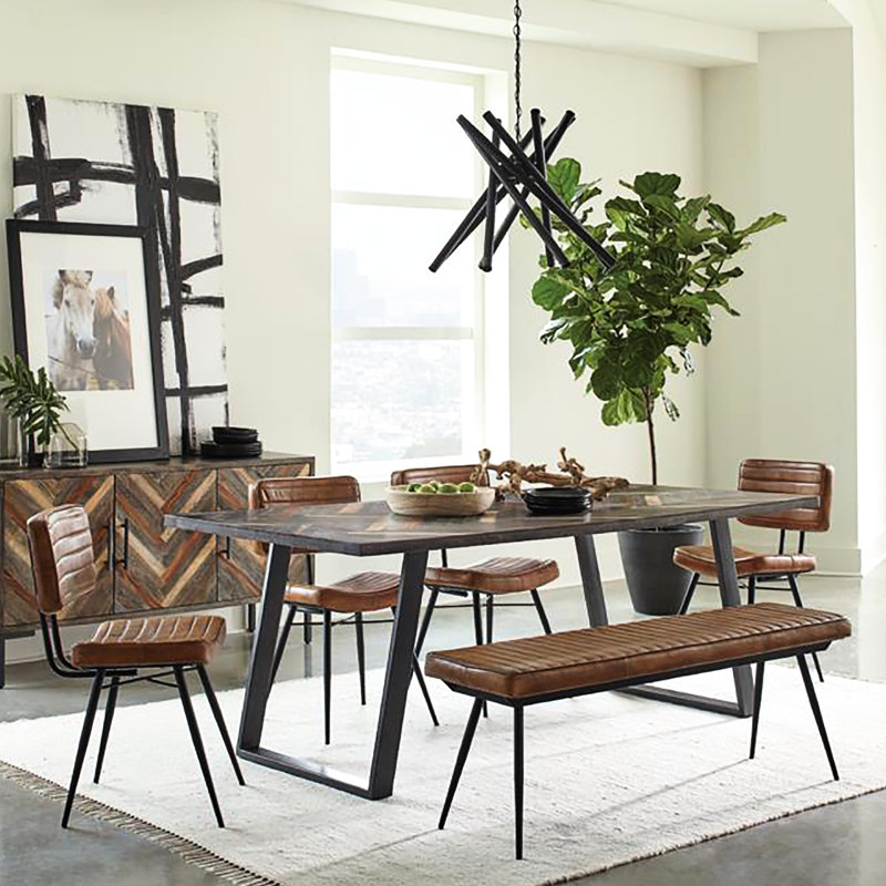Chaises d'appoint en chameau 2 pièces avec base en métal noir - salle à manger de 2 chaises