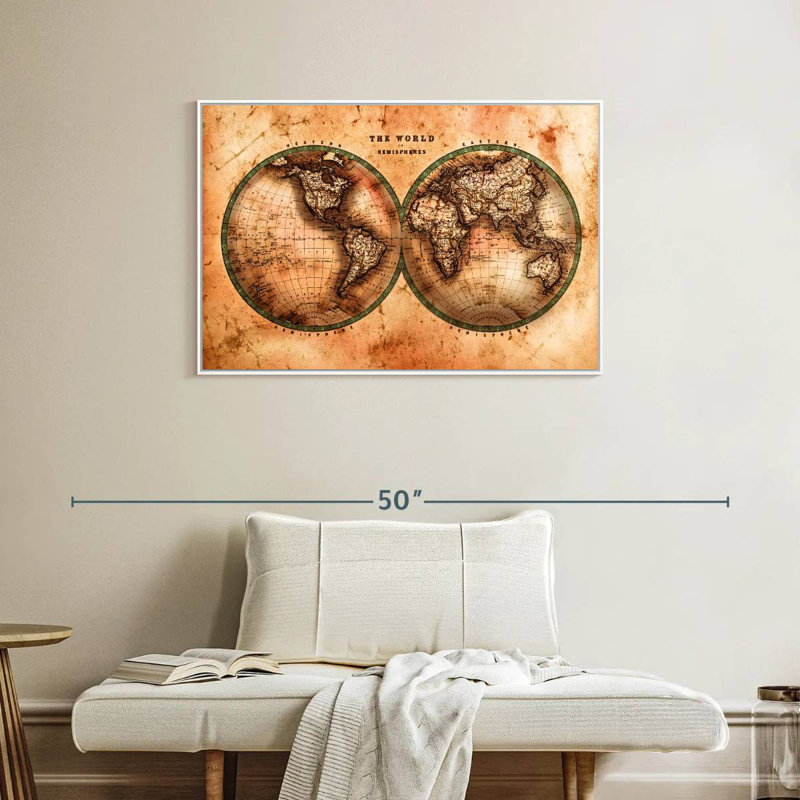 Hémisphères rustiques Reidy, Cadre flottant blanc, 37 po x 25 po