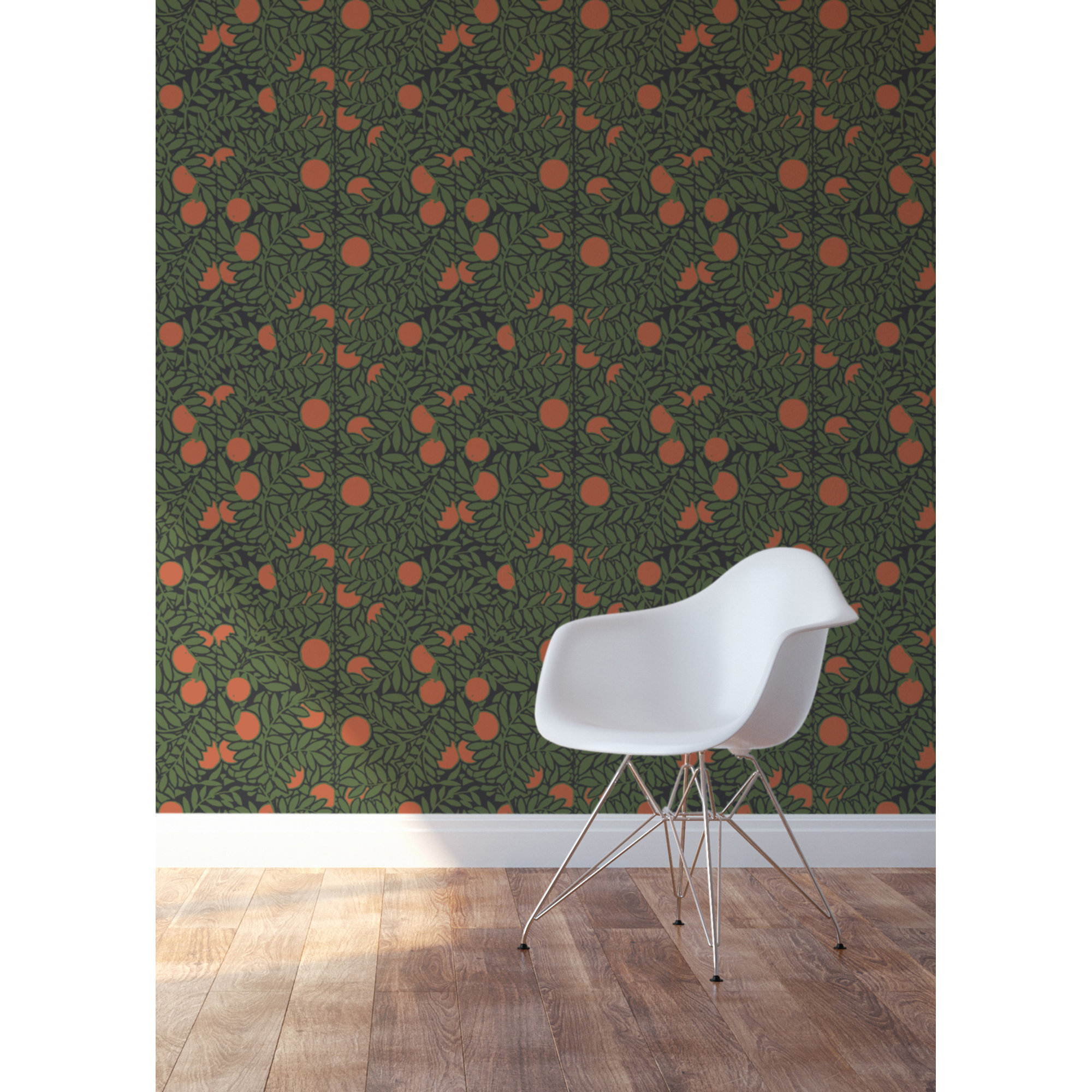 Signature Orange Grove 10' L x 24" W Wallpaper Roll, Forest Green, Non-pasted