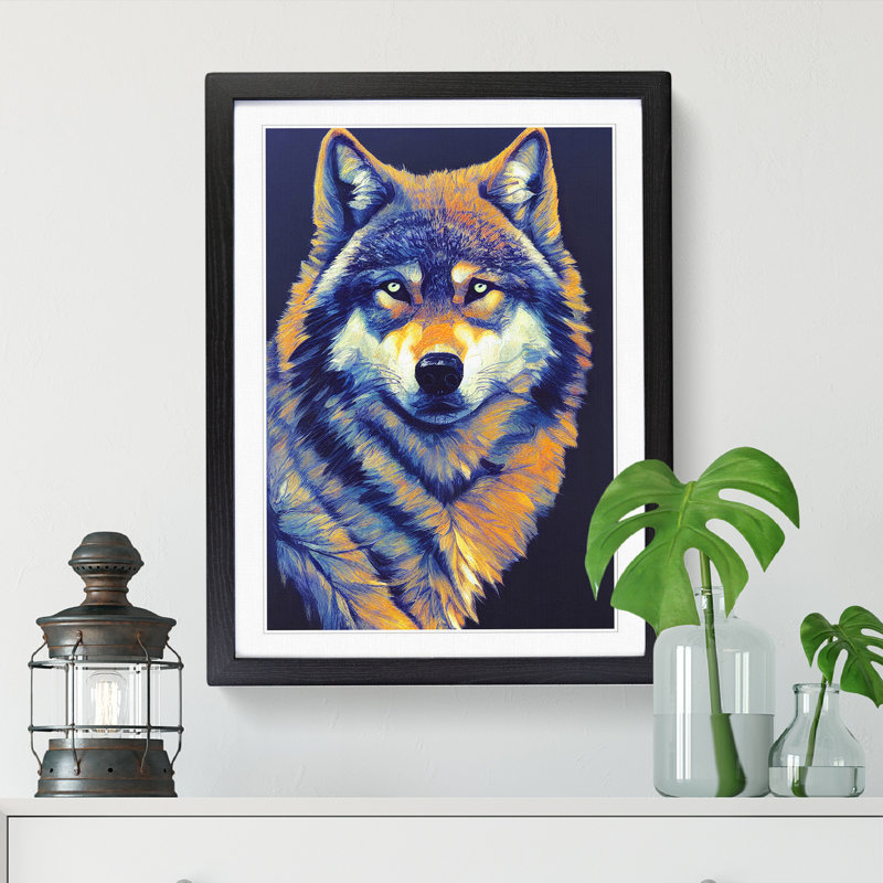 FRM-V0523-2921X Wolf Portrait Vol.1 - Single Picture Frame Print, Black, 64cm H x 46cm W x 2cm D