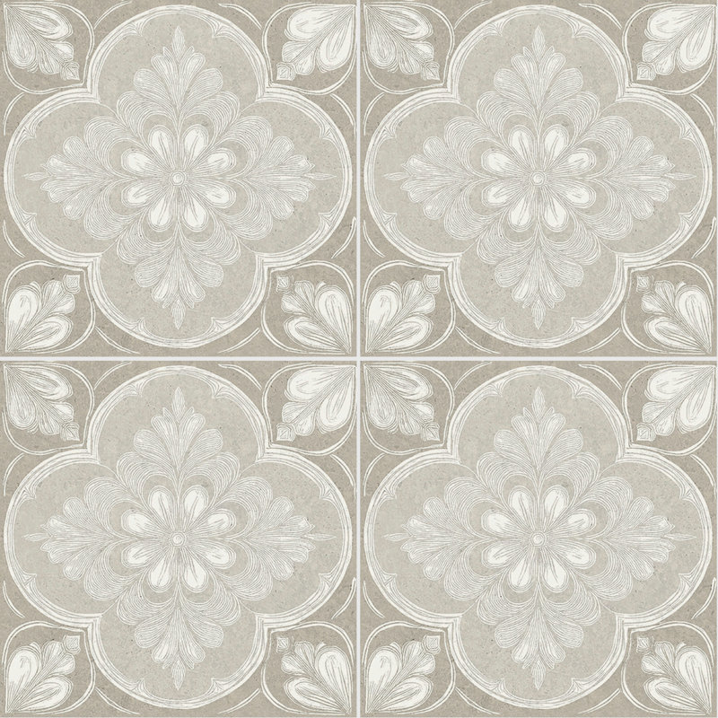 Flora Moda | 6"x6" Siena Porcelain Encaustic Look Floor & Wall Tile, Siena Taupe