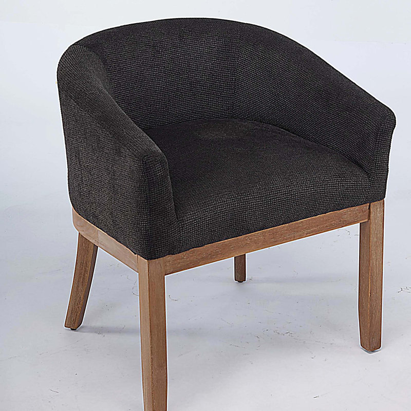 Chaises de salle à manger rembourrées modernes avec accoudoirs, chaises d'appoint en lin avec structure en bois franc naturel