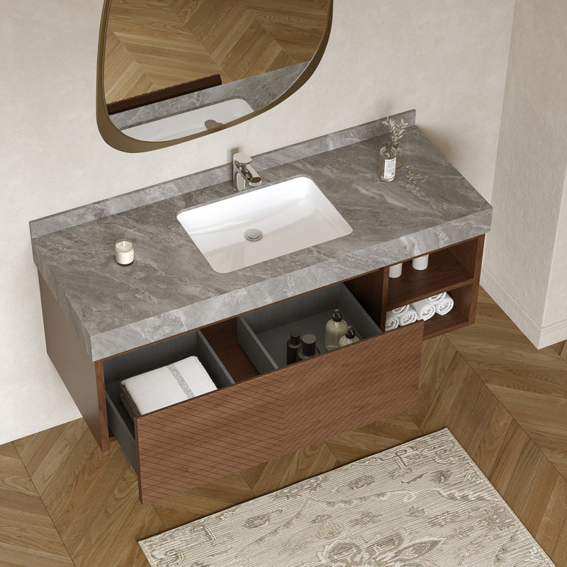 Armoire de salle de bain 48 po, Brown, White