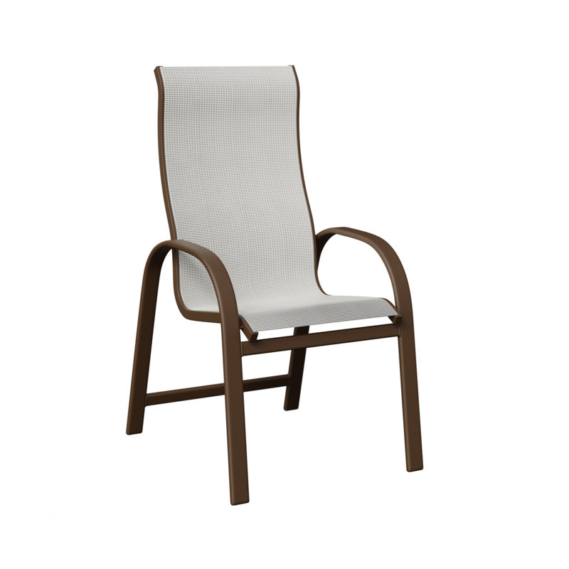 Chaise de salle à manger à haut dossier Amma Mesquite, Veine d'aluminium et de bois mesquite, Noir luxe