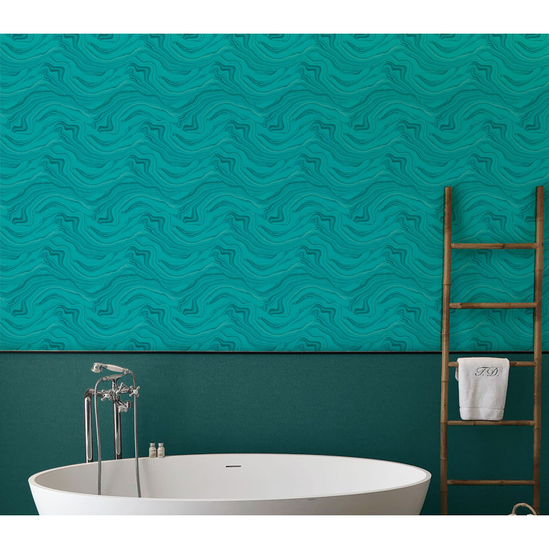 Hable Marble 33' L x 20.5" W  Wallpaper Roll, Malachite