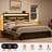 Antioch Bed Frame with 4 Drawers & Storage Headboard, Stable Bed with LED Light & Charging Station, No Box Spring Needed-1067646711-1068355485