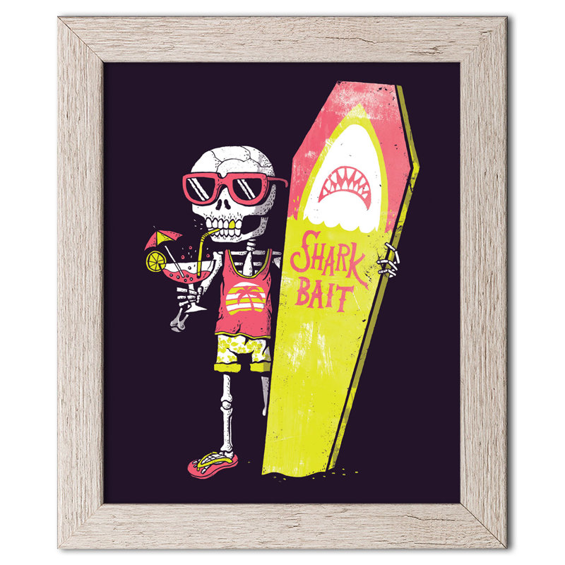 « shark shark », impression, Papier encadré patiné, H 14 po x l 11 po x P 0,75 po