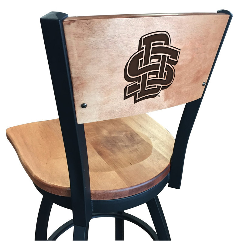 NCAA Swivel Bar Stool, Miami (FL) Hurricanes, Counter Stool (25" Seat Height), Medium Maple
