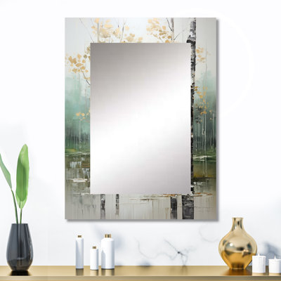 Birch Woods Ethereal Elegance IV - Birch Decorative Mirror, Blue Wall Mirror, Printed Metal Art
