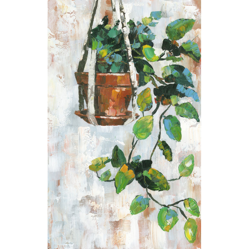 Plante suspendue - peinture sur toile tendue, H 12 po x l 8 po