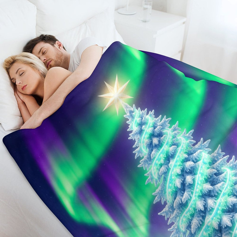 Joli arbre de Noël brillant avec aurore et jeté, 60 x 80 po