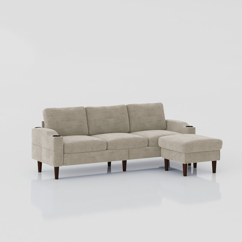 Canapé et méridienne rembourrés 2 pièces Geppie, Mélange de polyester beige, H 31,8 po x l 78 po x P 42,73 po