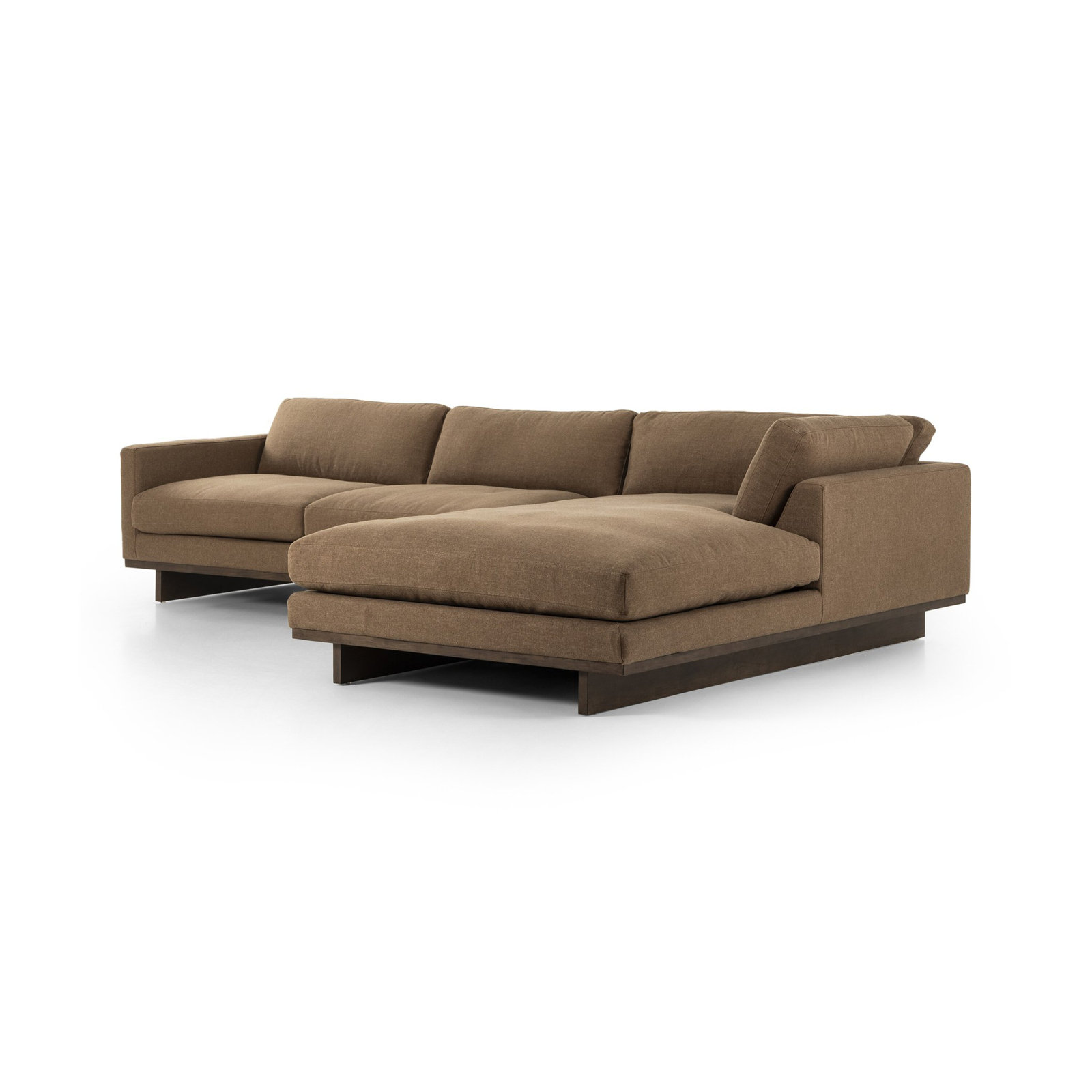 Menades Upholstered Chaise L-Sectional, Right Hand Facing, 32" H x 133" W x 86" D, Antwerp Cafe Linen Blend