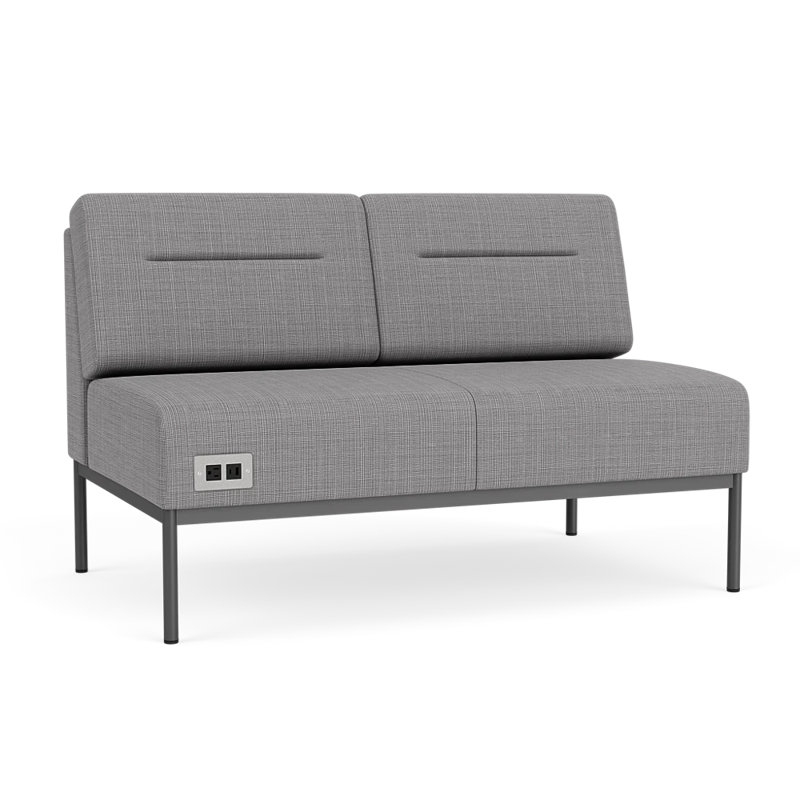Causeuse Darsey, Avec alimentation, Gris anthracite, Gris chambray