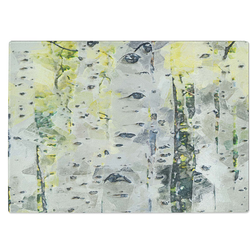 Tempered Glass a Birch Tree Forest Chopping Board, 39 cm W x 28.5 cm L