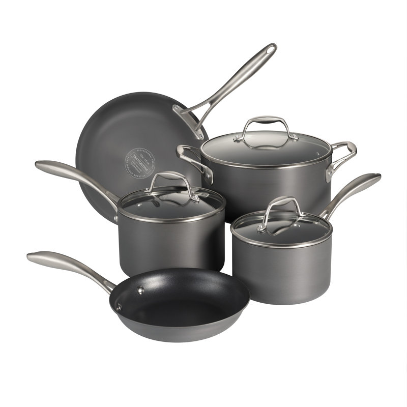 Batterie de cuisine antiadhésive anodisée dure 8 pièces OnyxPro