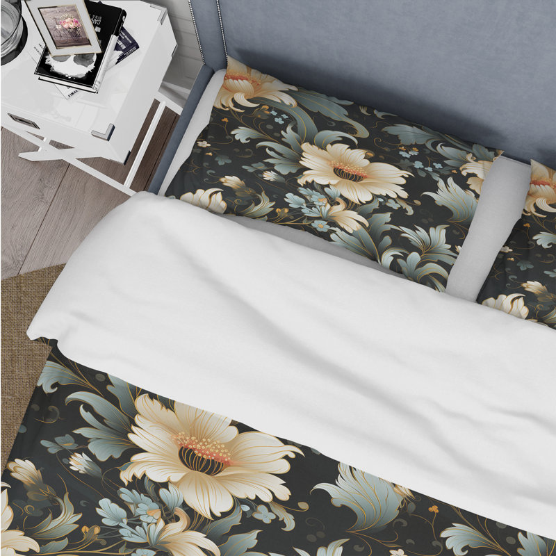 Classic Elegance Paisley Pattern I Floral Duvet Cover, King Duvet Cover + 2 King Shams