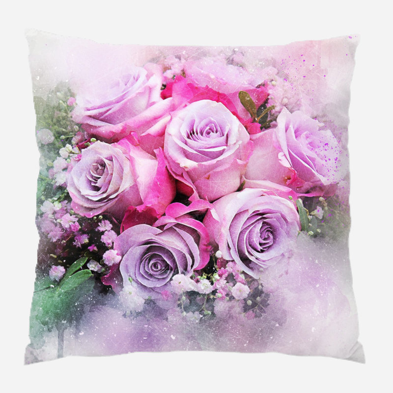 Coussin décoratif fleurs Wojciechowski, Intérieur, Microsuède