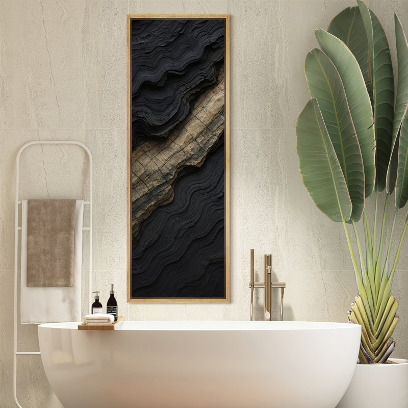 Abstrait paysage mural encadré, impression sereine inspirée de la nature pour décoration murale moderne, Naturel