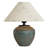 Vintage Brown Ceramic Table Lamp With Bamboo Pattern Linen Shade, Plug-In