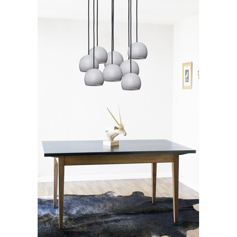 8 - Light Chandelier, Black, Gray/Silver, 84" H x 24" W x 24" D
