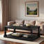 Table basse rétro avec pieds de colonne de vase, placage de pin et tablette inférieure-1113257526