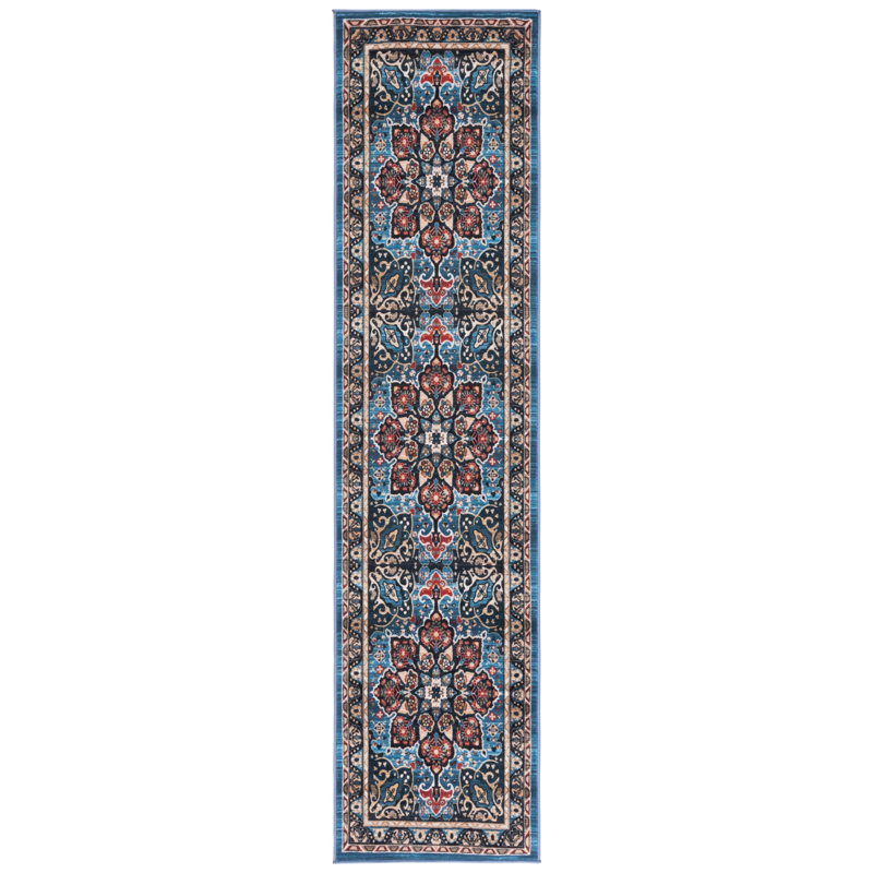 Tapis oriental bleu / noir Manado, Tapis de couloir 2 pi 2 po x 9 pi
