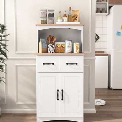 Wooden Kitchen Pantry Storage: White Cabinet With Microwave Stand & Elegant Style White: Storage Practical Assembly Instructions