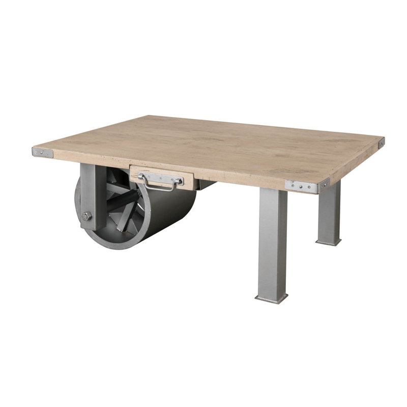 Wheel Coffee Table with Storage