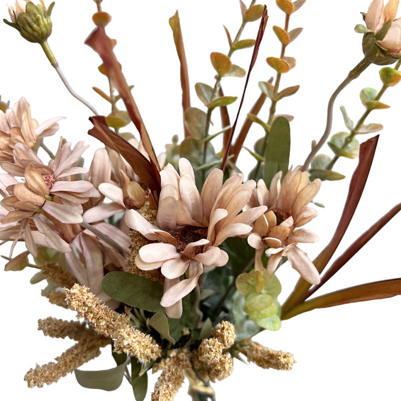 Bouquet de marguerites et d'eucalyptus artificiels pour la décoration intérieure - Arrangement floral parfait