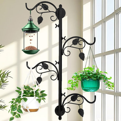 4-Tier Wall Planters For Indoor Plants, Heavy-Duty Swivel Hanging Bracket,Black