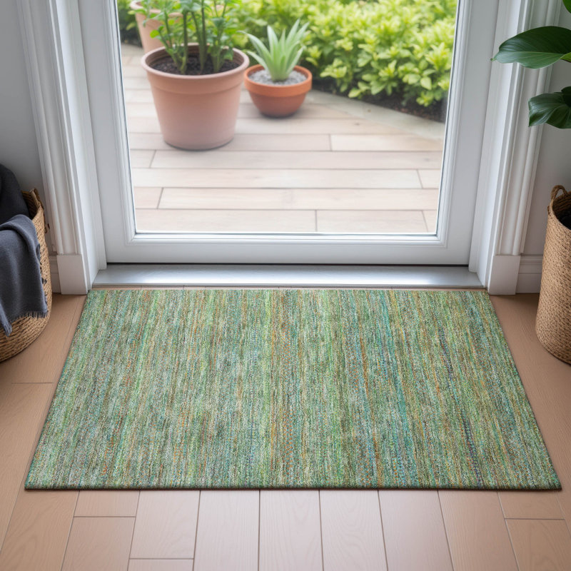 Machine Washable Indoor/Outdoor Oden ACN2148 Striped Rug, Rectangle 1 pi 8 po x 2 pi 6 po