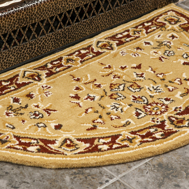 Tapis oriental en laine fait à la main Hearth, Demi-cercle 1 pi 8 po x 3 pi 8 po