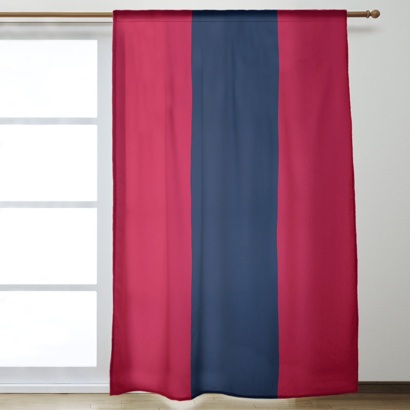 Room Darkening Curtain Single Panel, Atlanta Baseball Red/Navy Blue/Scarlet Red