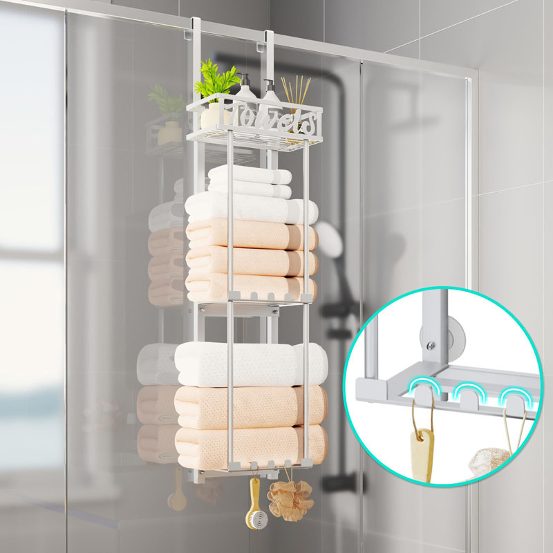 27 cm L Over-the-Door Towel Rack, Silver