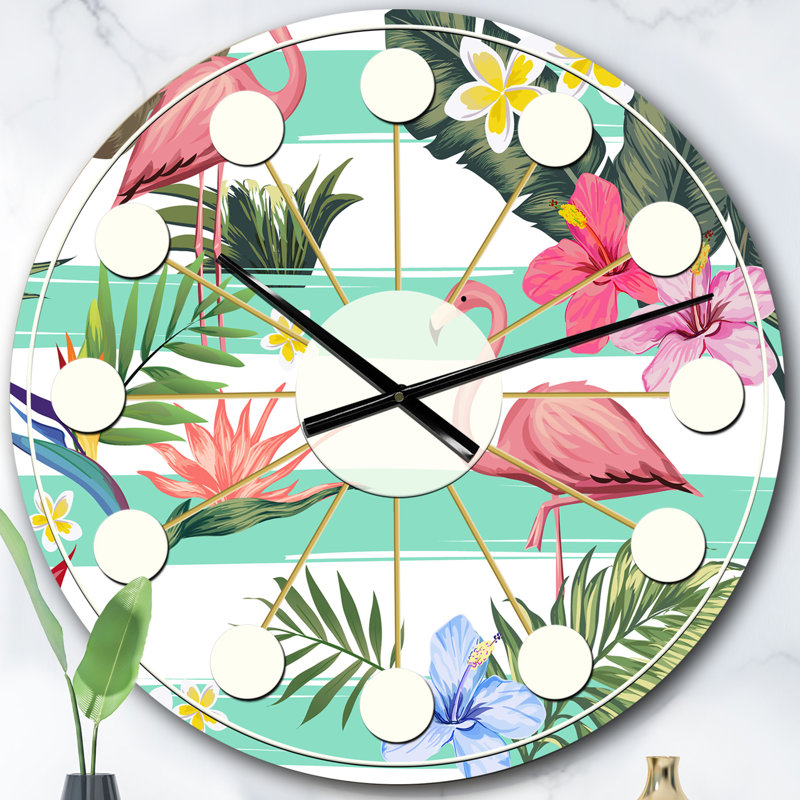 Horloge murale style tropical Mid-Century, Surdimensionné