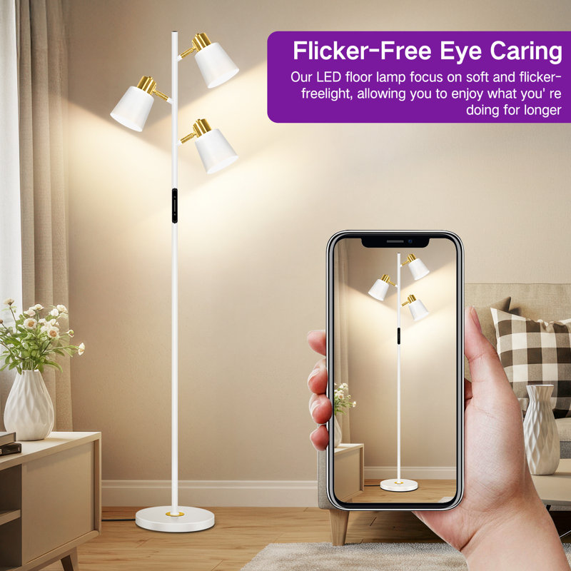 67" Tree Floor Lamp with Remote Control and 3 Bulbs included, White