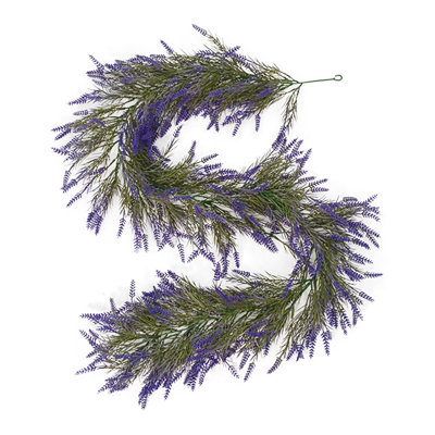 70.9" Artificial Lavender Flower Garland, UV Resistant Faux Lavender Vine for Wedding Arch Party & Home Wall Decor