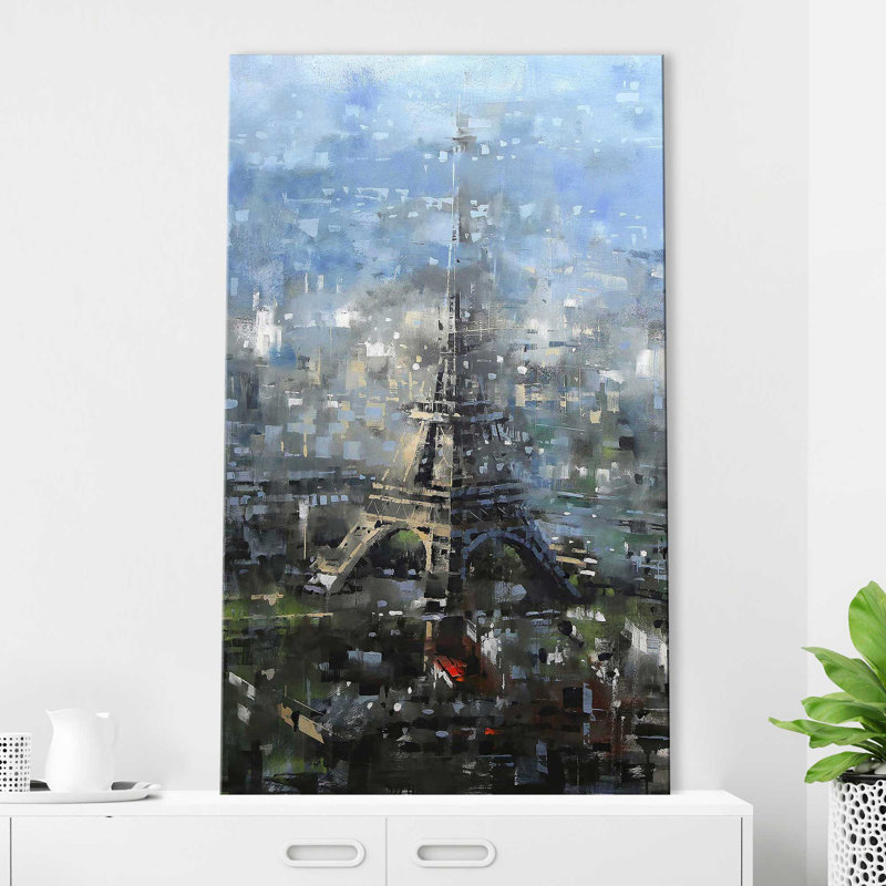 Bleu Paris par - Peinture, Toile tendue, H 60 po x l 36 po x P 1,5 po