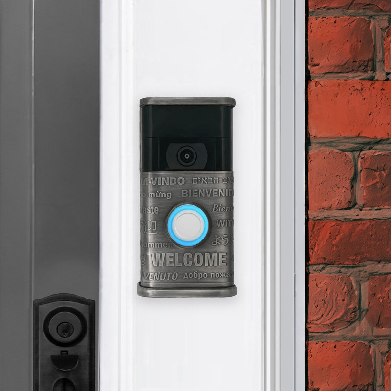 Housse de sonnette multicolore pour vidéo de bienvenue (compatible avec Ring 2nd Gen), Étain antique