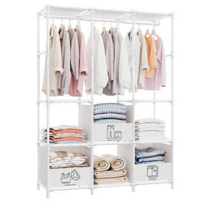 Portant portatif robuste pour garde-robe, garde-robe autoportant avec 3 tiroirs de rangement