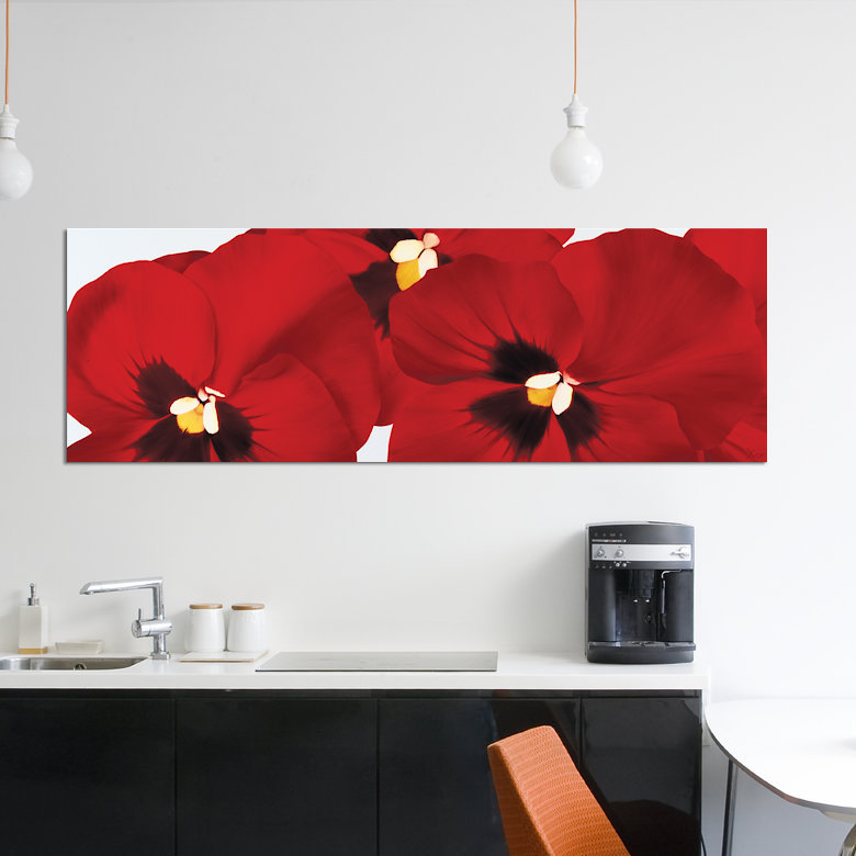 «Red I (Pansies)», impression sur toile, H 12 po x l 36 po x P 1,5 po, Toile tendue
