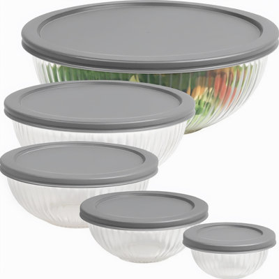 Ribbed High-Borosilicate Glass Storage Bowls