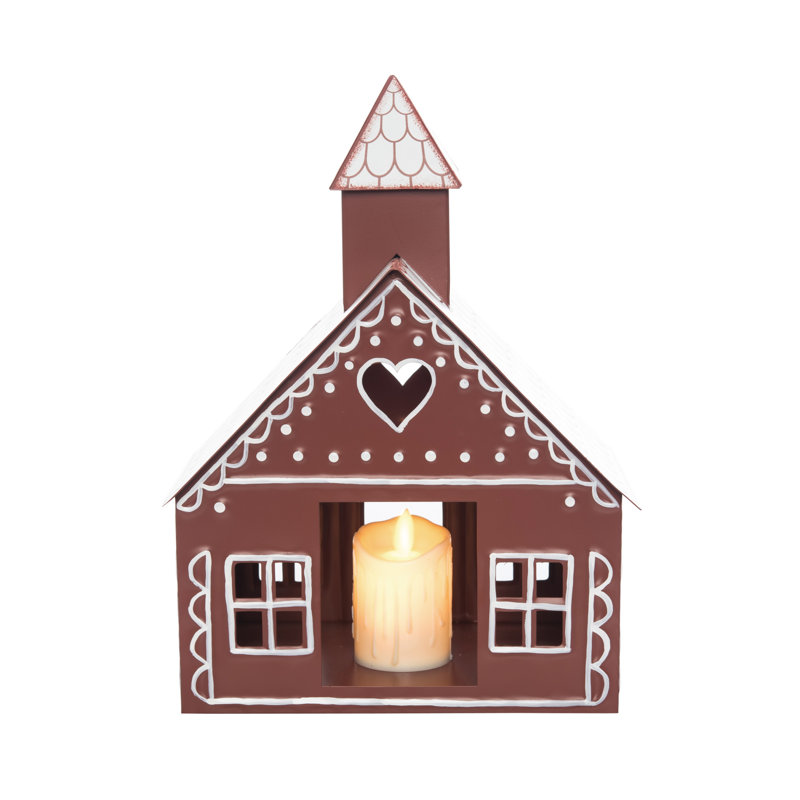 Transpac Metal 9.25 in. Multicolor Christmas Gingerbread House