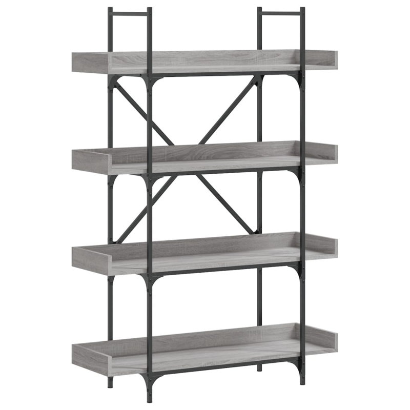 Sandre 100cm W Metal Bookcase, Grey Sonoma, (4 Shelves) 145.5cm H x 100cm W x 33cm D