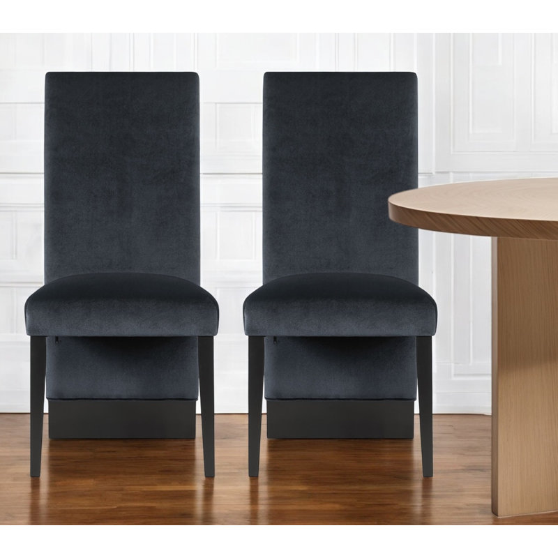 Ensemble de deux chaises d'appoint de salle à manger rembourrées en velours noir