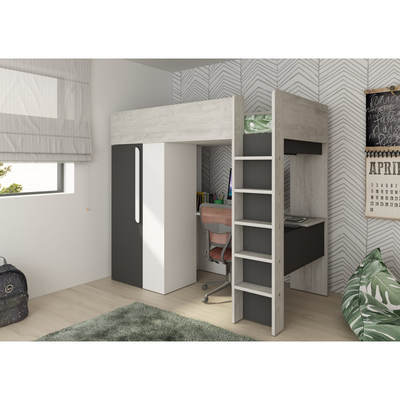 Azure European Single (90 X 200 Cm) High Sleepers with Storage Included with Desk Included