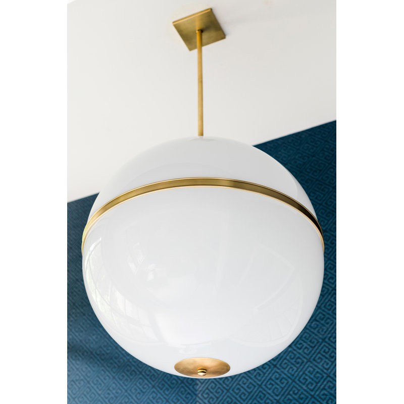 Lustre sphérique unique à 3 lumières Conrad, Laiton vieilli