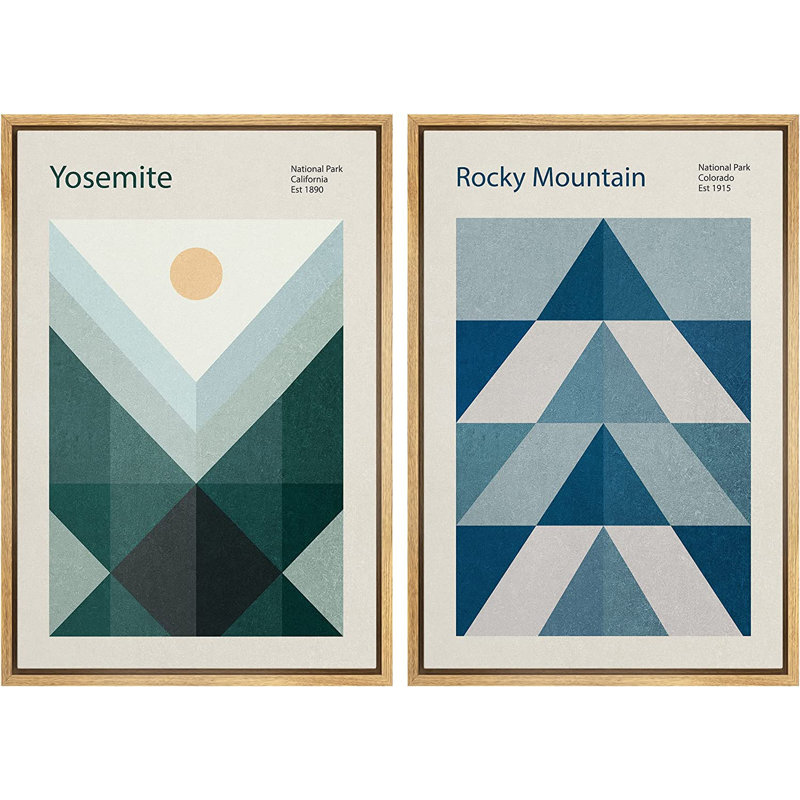 Art classique, blocs de couleurs, impression sur toile encadrée, ensemble géométrique, parc national des montagnes Rocheuses, illustrations de formes abstraites, art moderne décoratif pour le salon, la chambre à coucher, le bureau