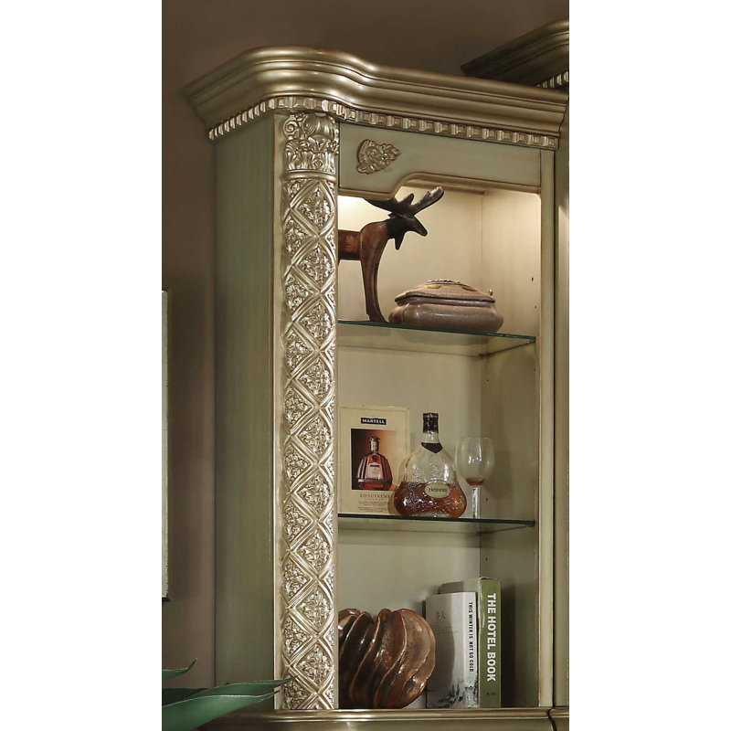 Carlene Unfinished Entertainment Center for TVs up to 80", Gold Patina/Bone